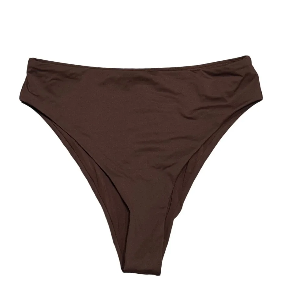 SKIMS Recycled Swim Mid Waist Bottom Cocoa Brown Bikini XL NWT